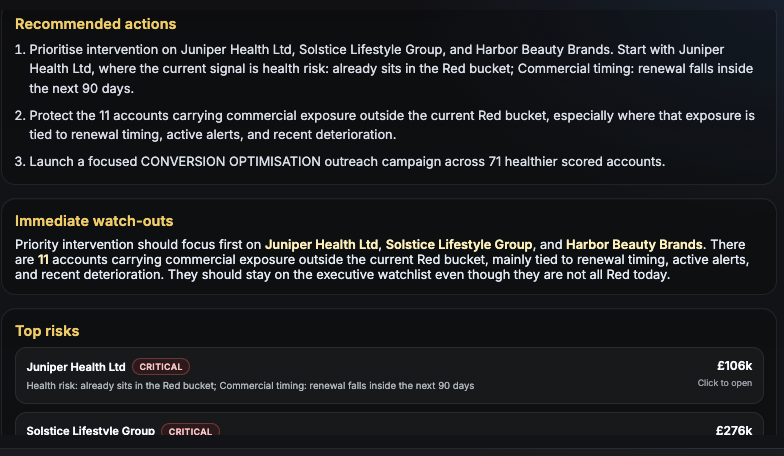Explainable AI narrative card